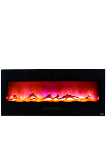 60” wall-hang electric fireplace, Glass front wall-mounted fireplace, contemporary and stylish LED flame effect