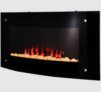What are the advantages of Curved glass wall hang style electric fireplace?